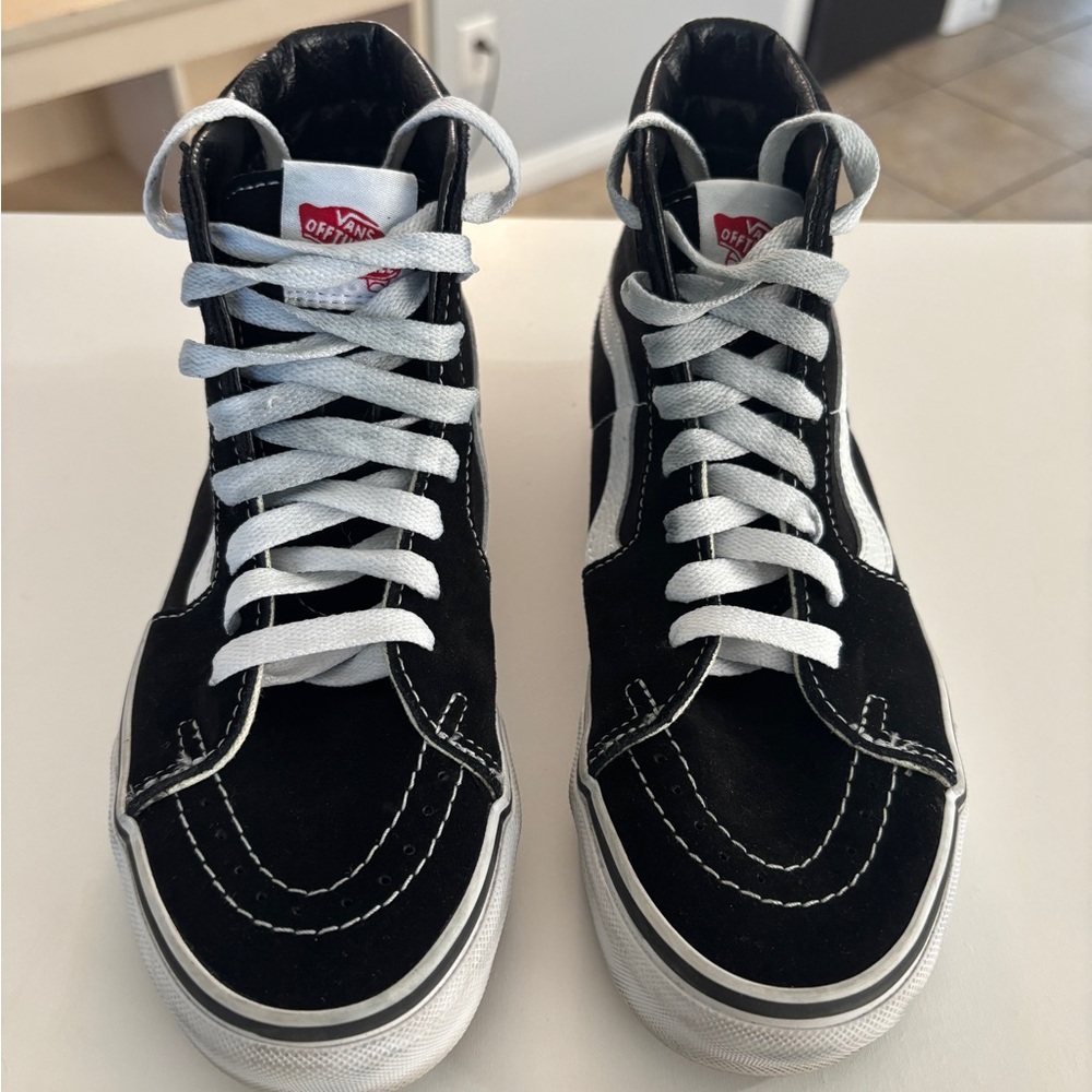 Used Vans Black and White Sk8-Hi Sneakers